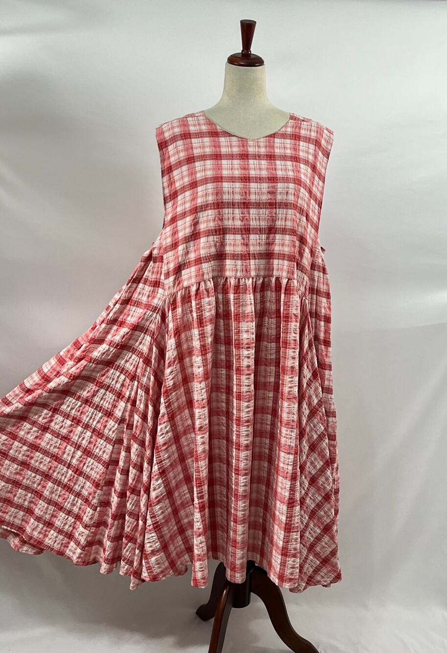 DRESS TO KILL Jane Mohr OS Pink Gingham Check Plaid Midi Dress